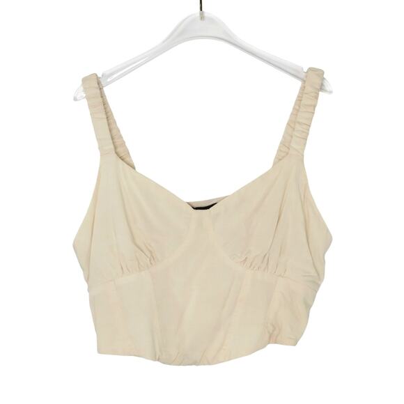 Kendall & Kylie Cream Cropped Tank Top Corset Top Smocked Coquette Medium - Picture 2 of 7